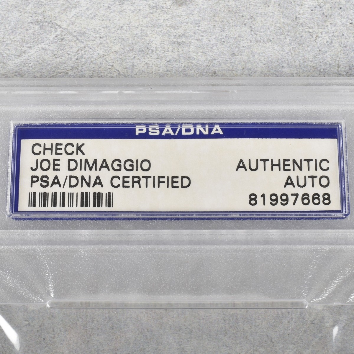 PSA/DNA Certified Joe DiMaggio Check
