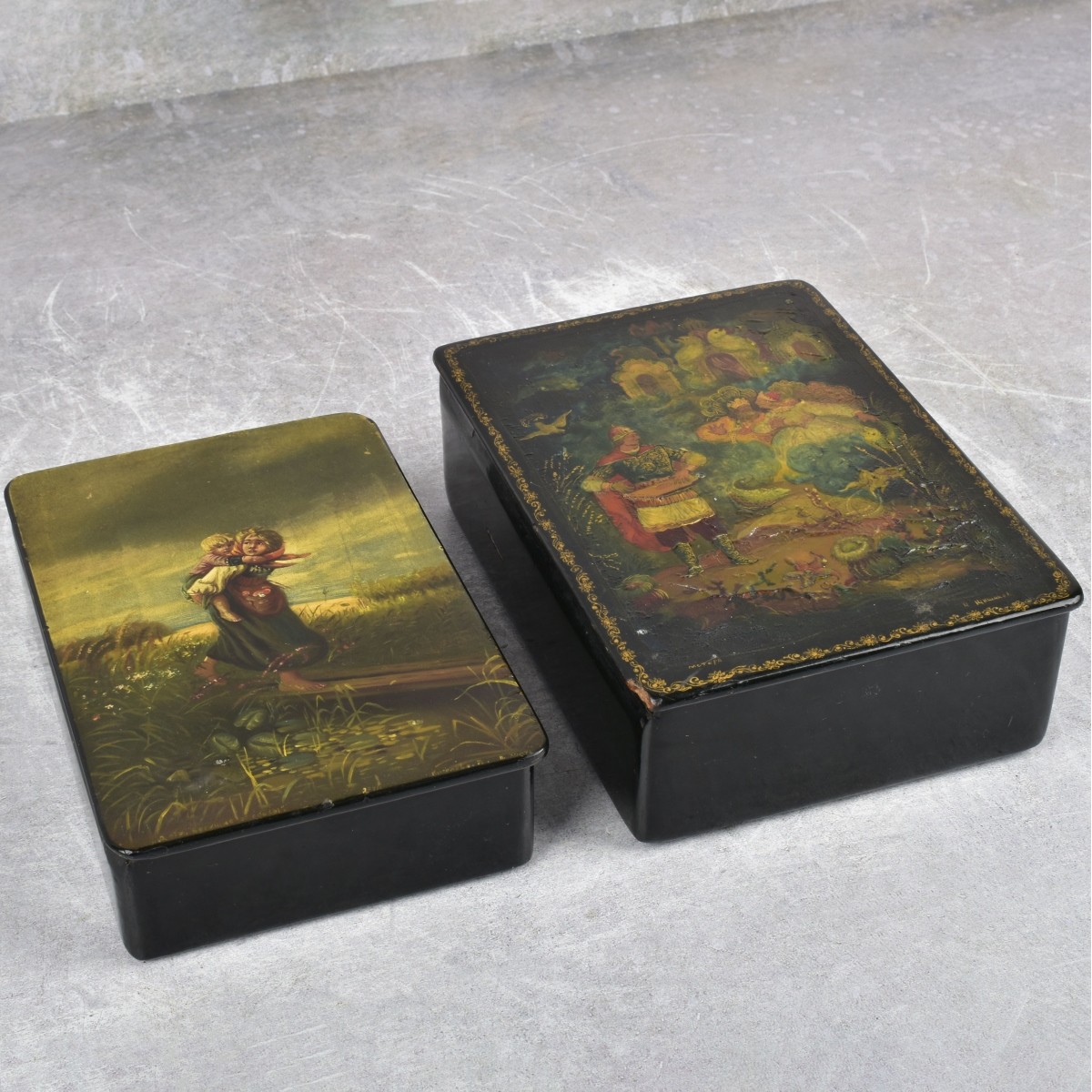 Vintage Russian Paper Mache Boxes