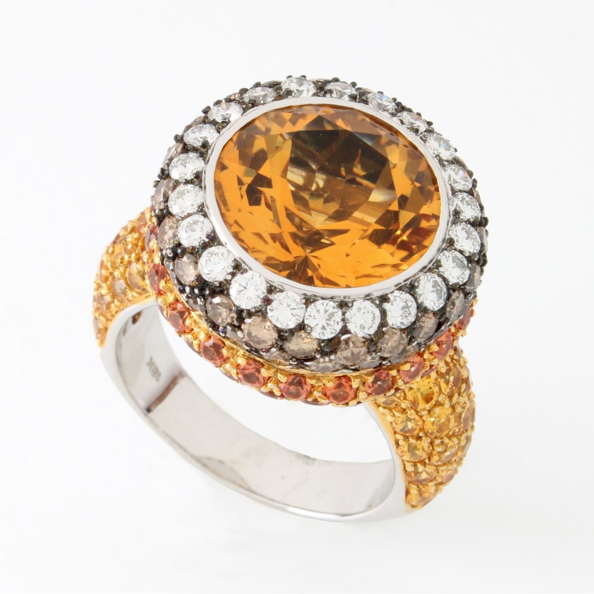 Citrine, Sapphire, Diamond and 18K Ring