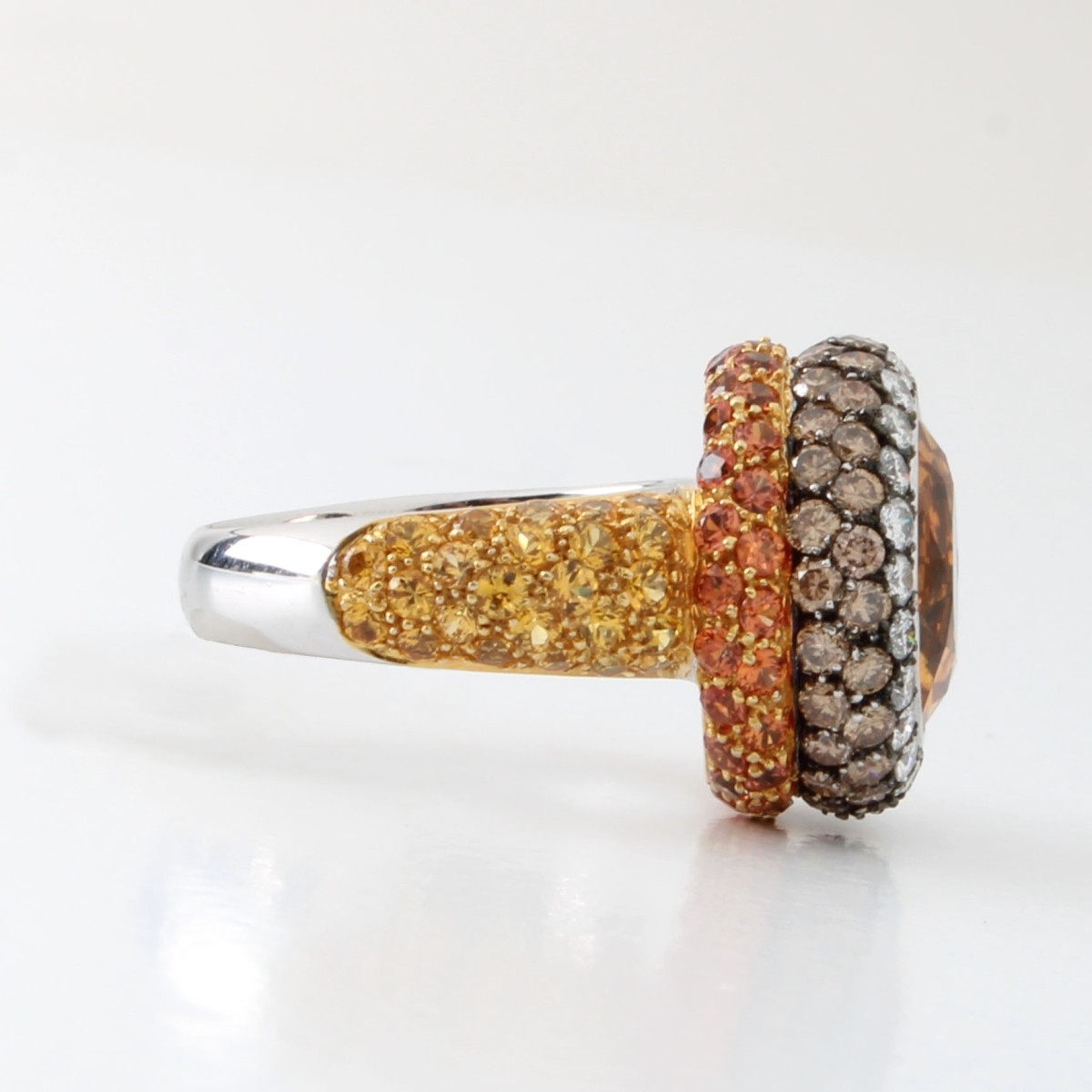Citrine, Sapphire, Diamond and 18K Ring