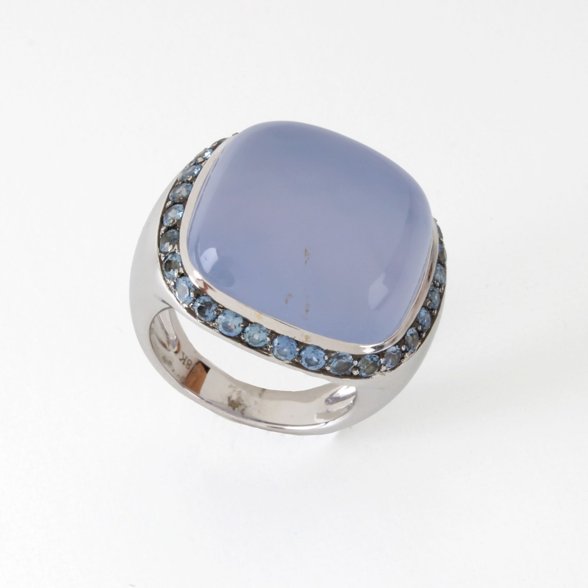 Chalcedony, Sapphire and 18K Ring