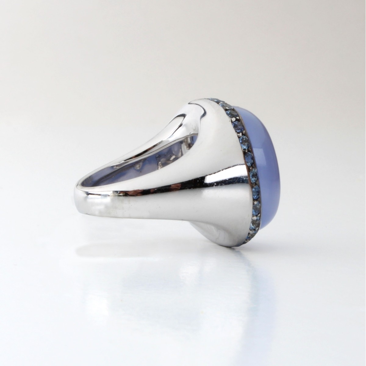 Chalcedony, Sapphire and 18K Ring