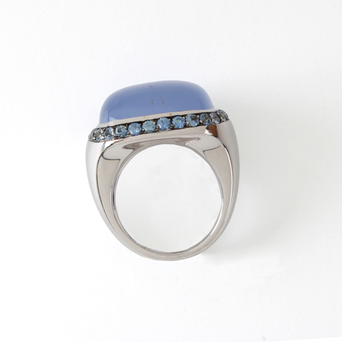 Chalcedony, Sapphire and 18K Ring