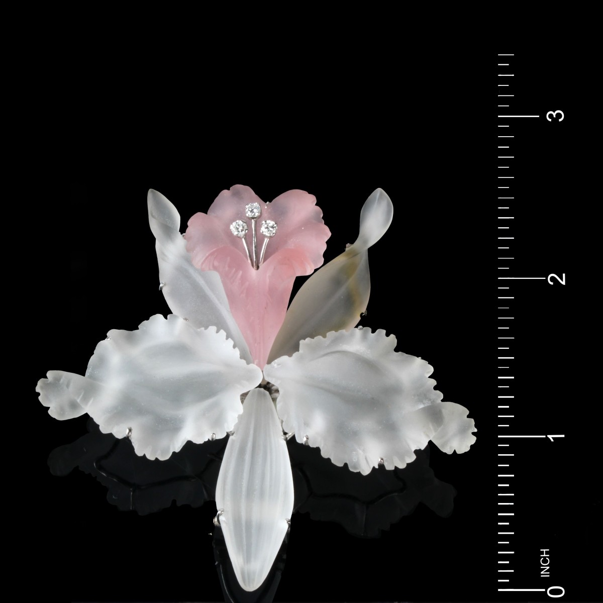 Quartz, Diamond and 18K Brooch