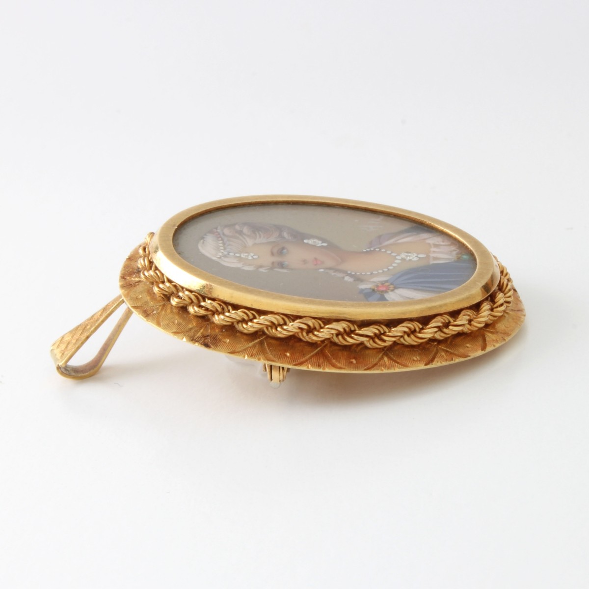 18K Portrait Miniature Pendant