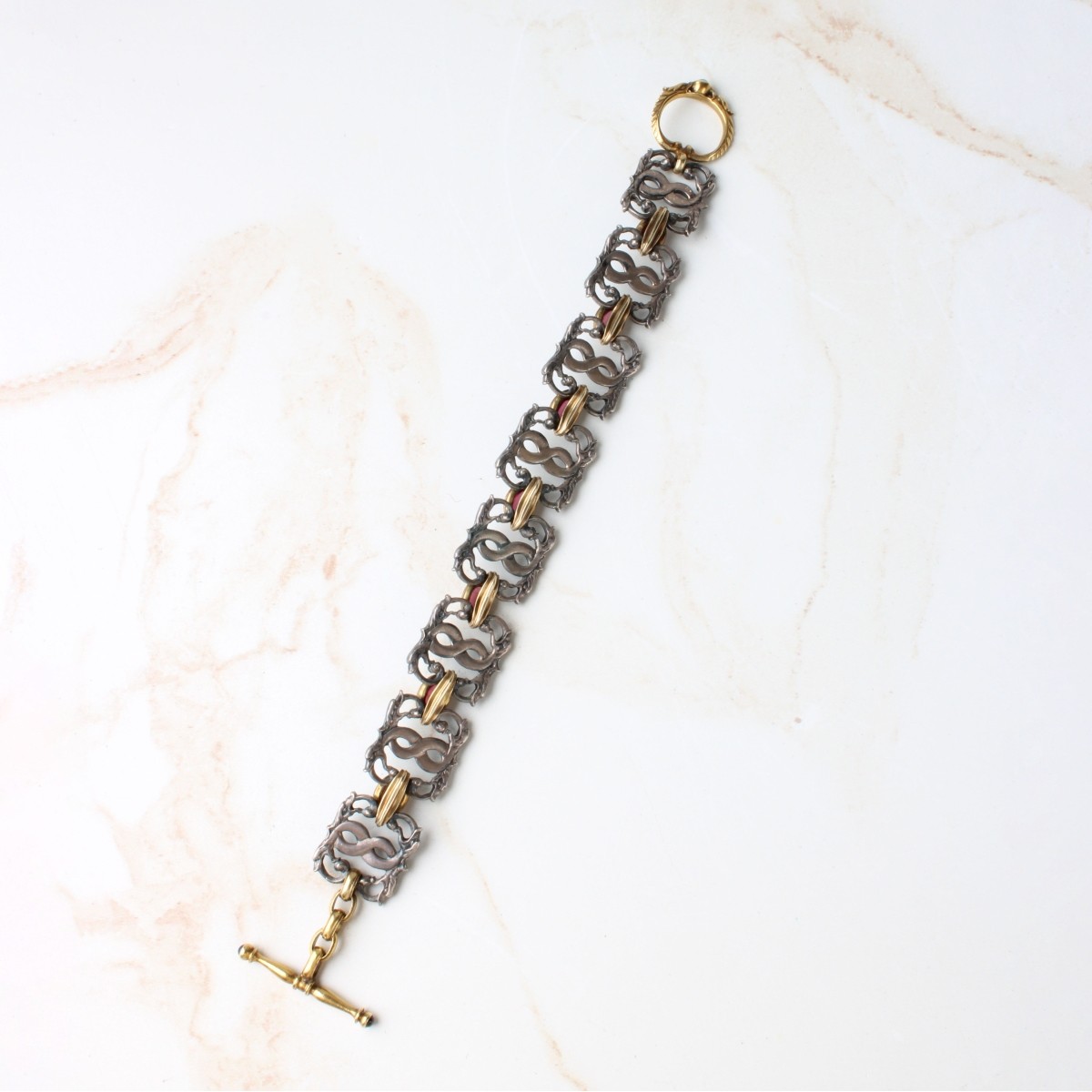 Gemstone, 14K and Silver Bracelet