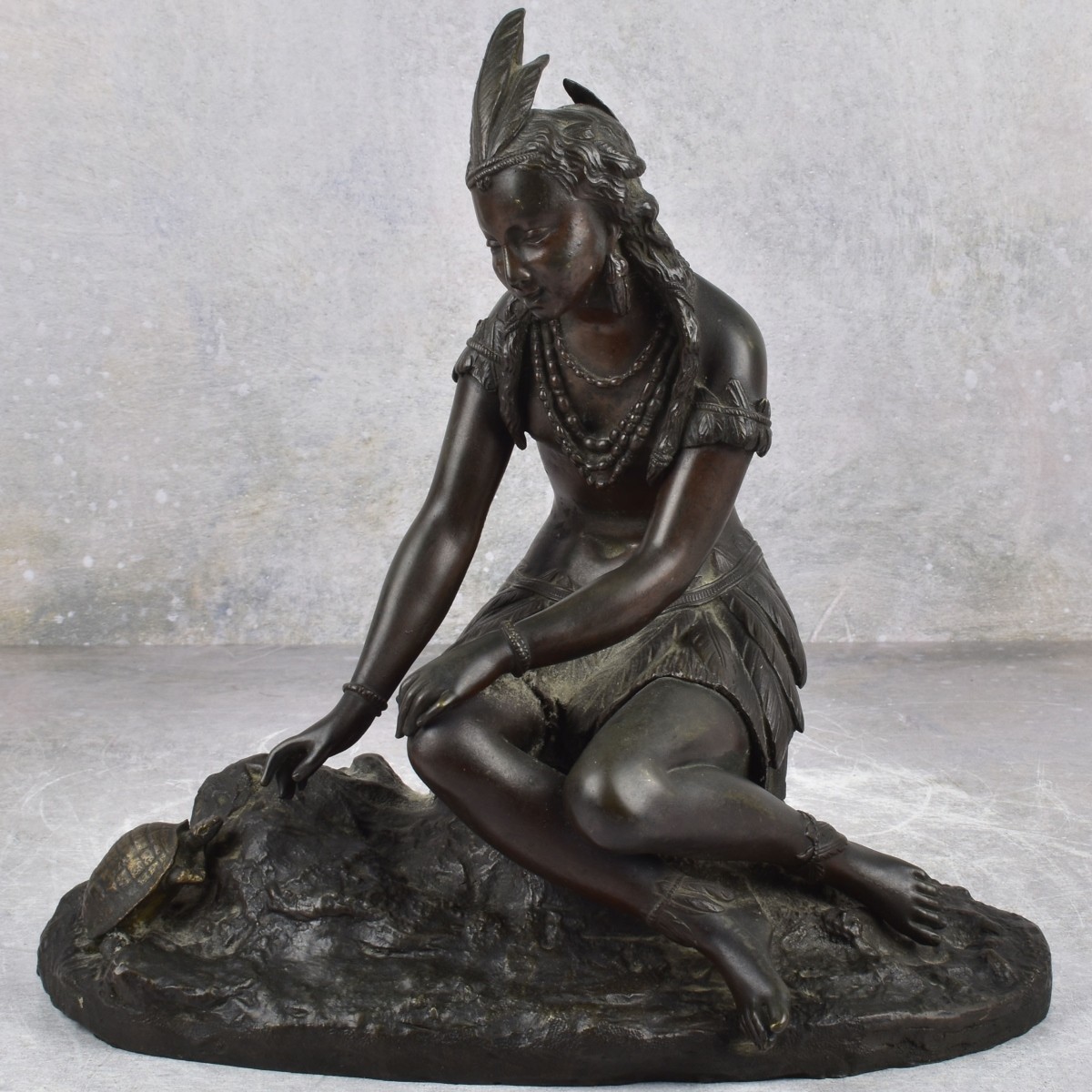 Bronze Sculpture of a Young Native American