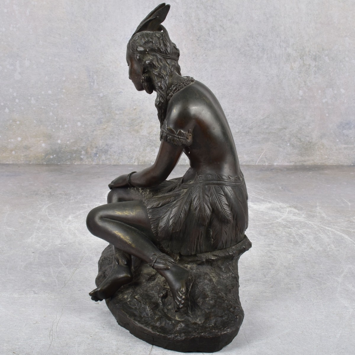 Bronze Sculpture of a Young Native American
