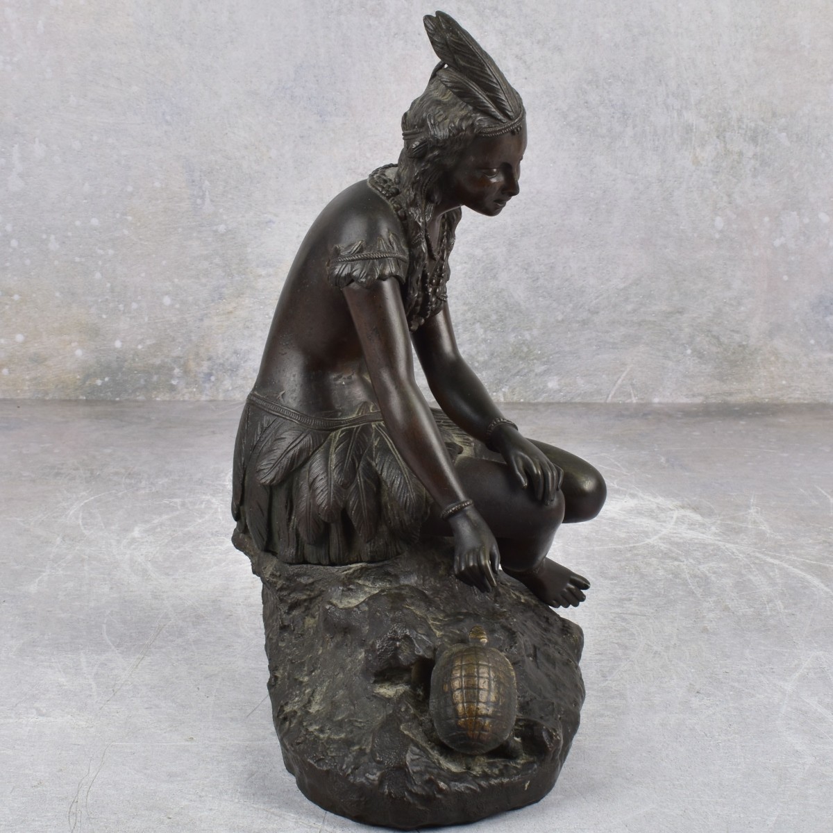 Bronze Sculpture of a Young Native American