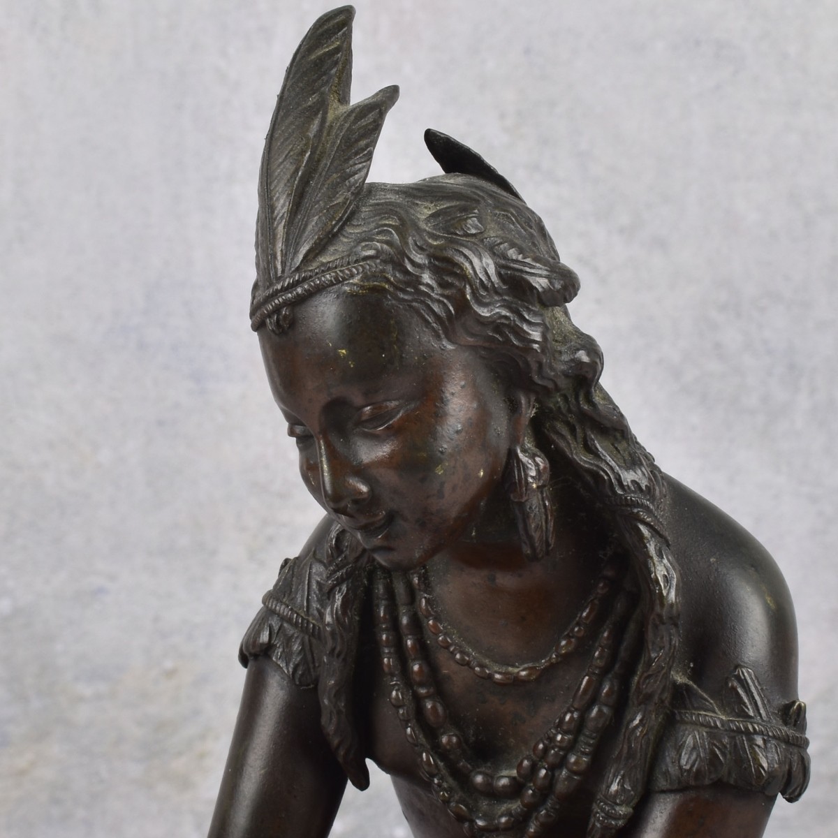 Bronze Sculpture of a Young Native American