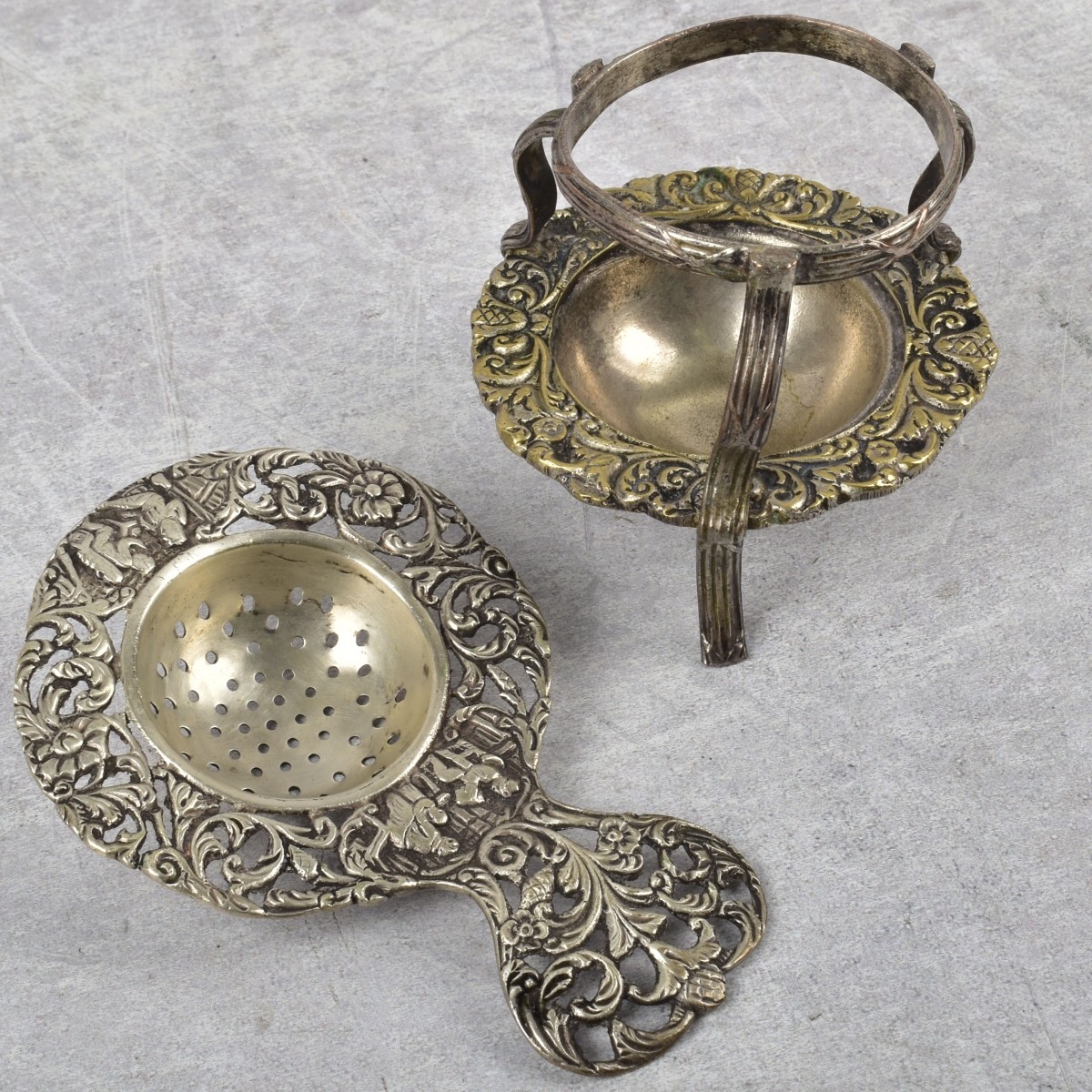19th Century German 800 Silver Tea Strainer