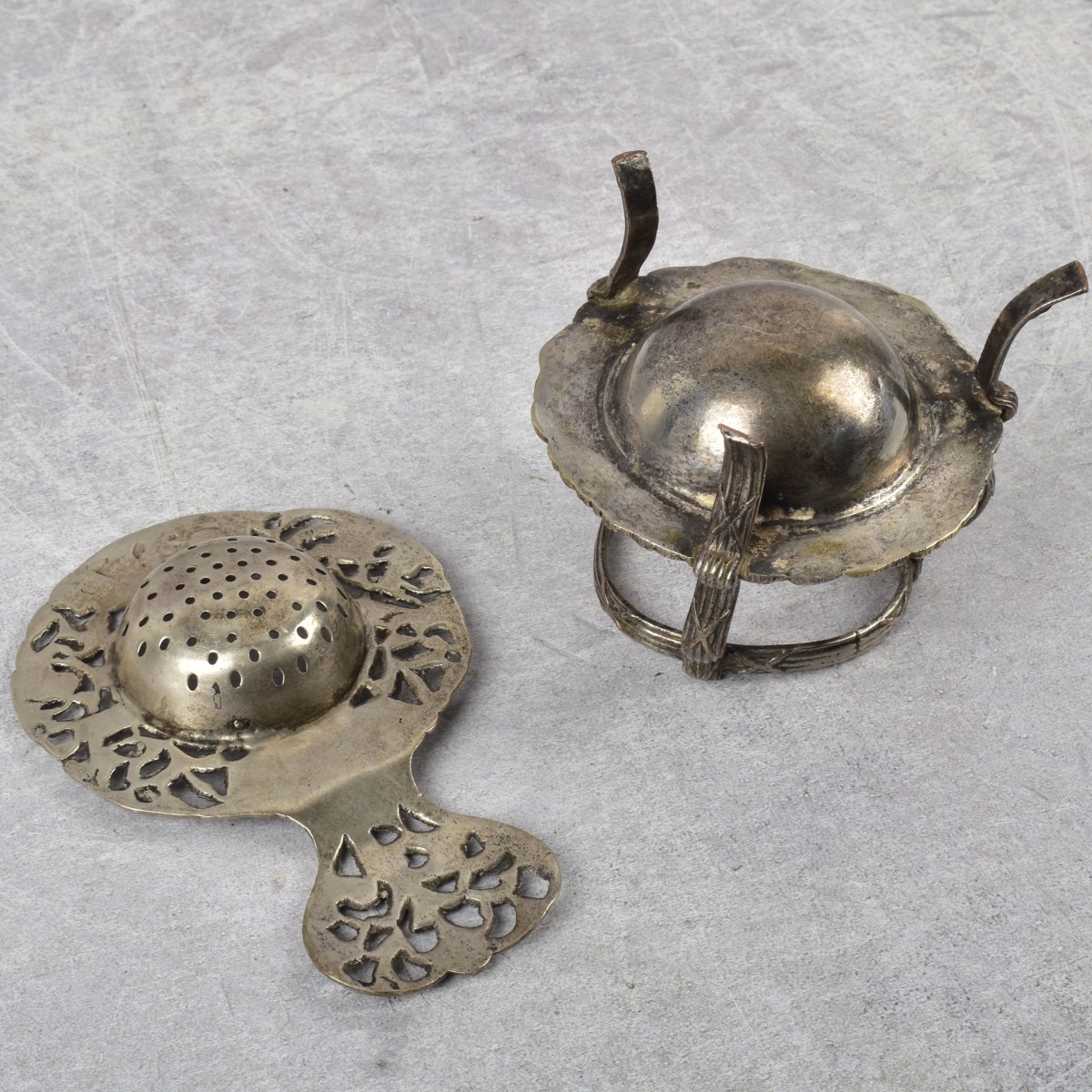 19th Century German 800 Silver Tea Strainer