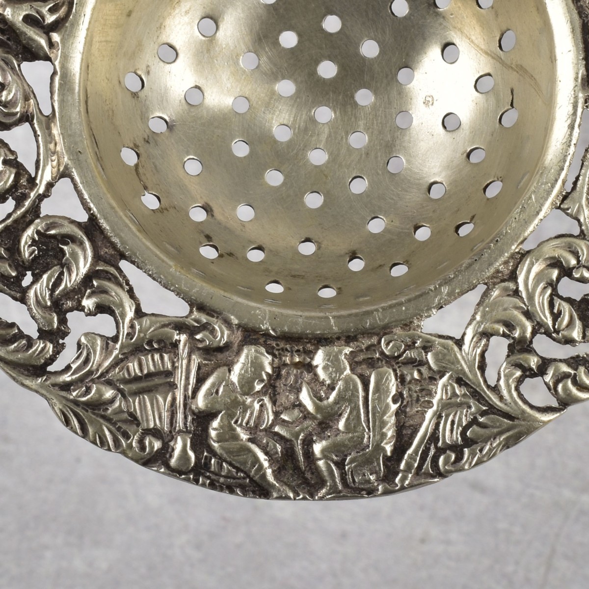 19th Century German 800 Silver Tea Strainer