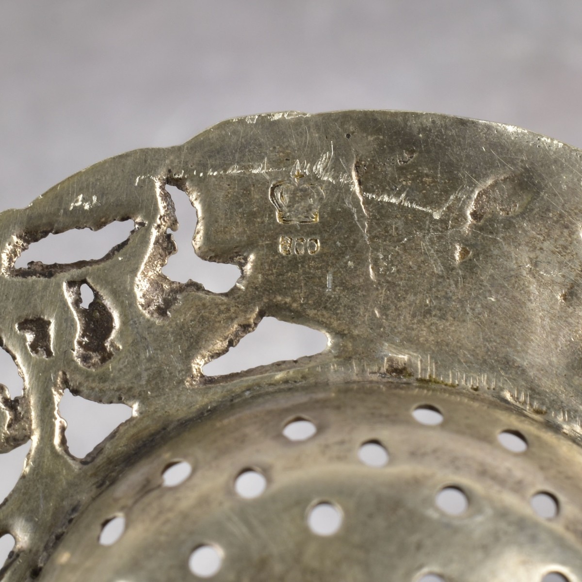 19th Century German 800 Silver Tea Strainer