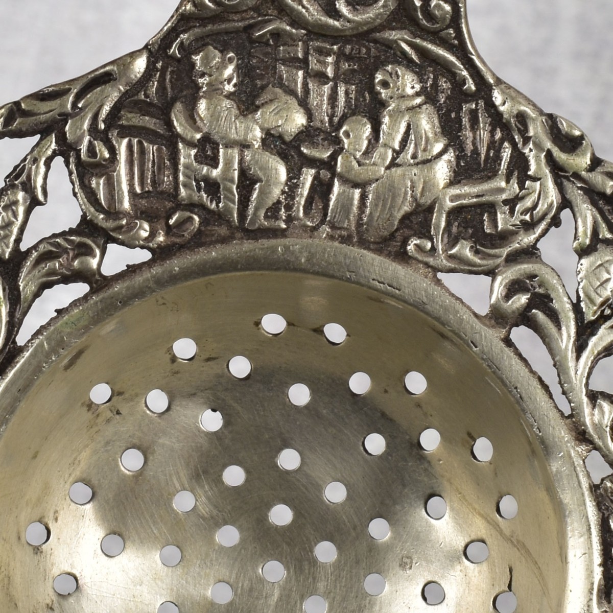 19th Century German 800 Silver Tea Strainer
