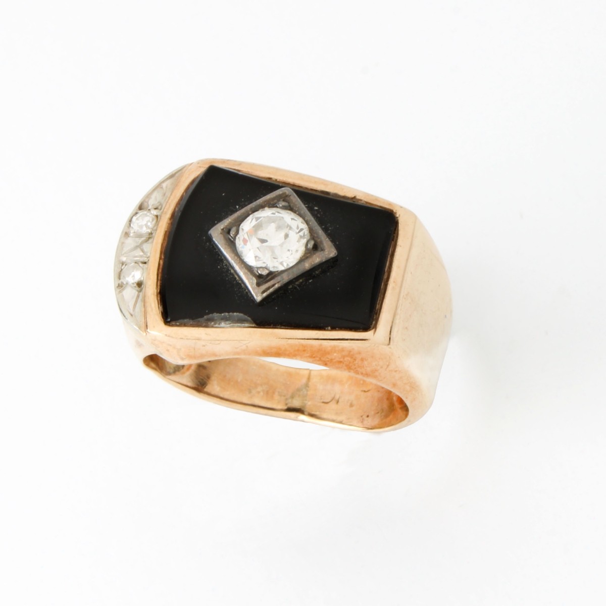 Diamond, Onyx and 10K Ring