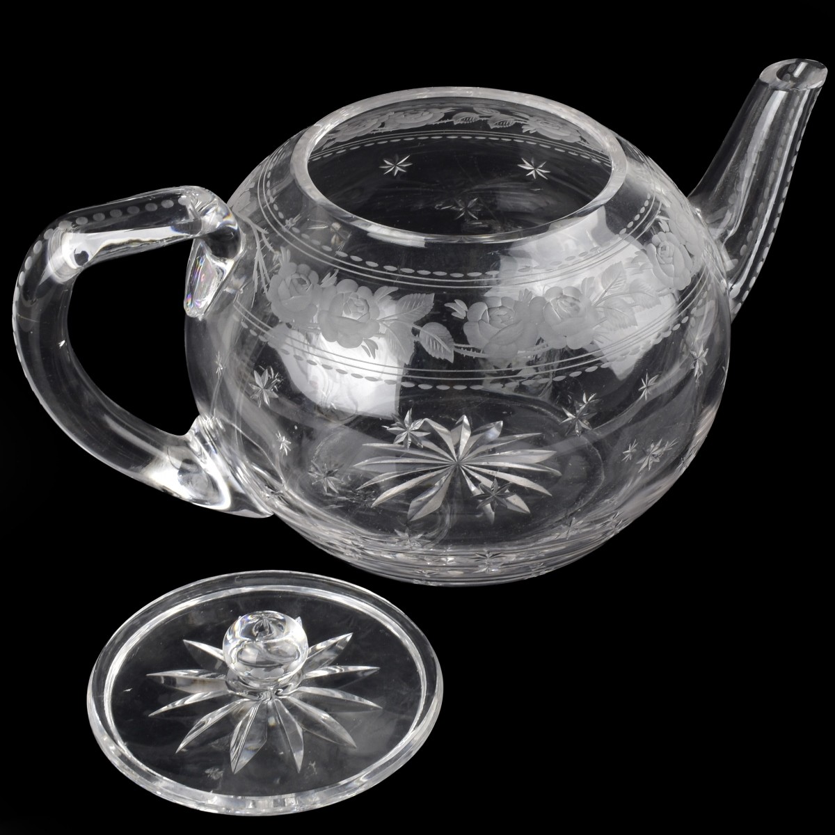 Antique Sinclaire Cut Glass Teapot