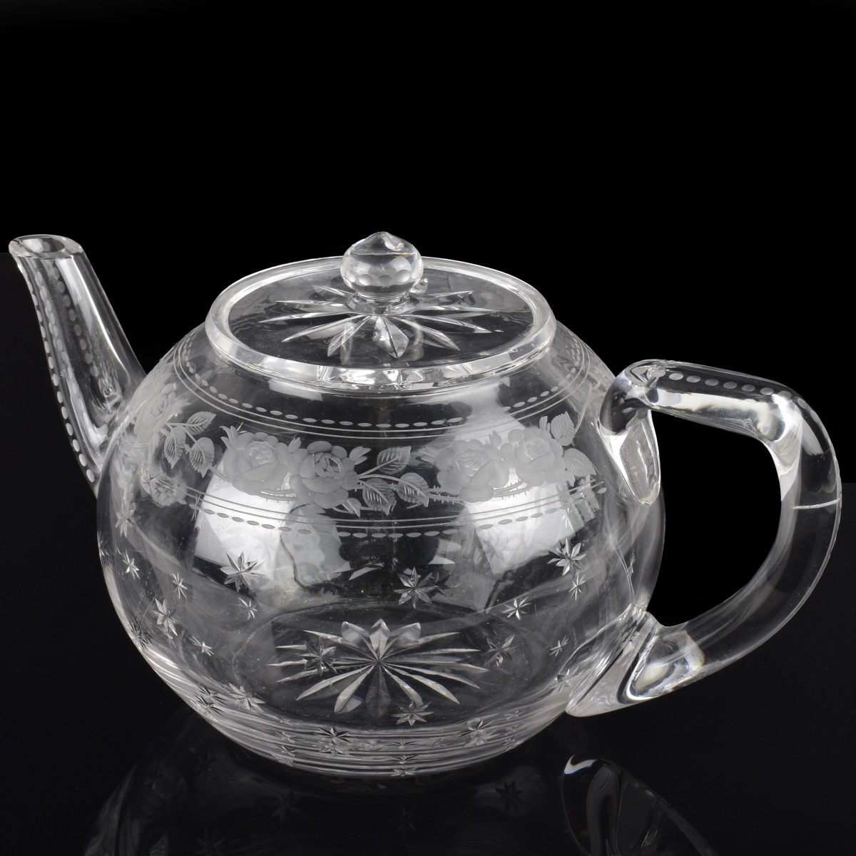 Antique Sinclaire Cut Glass Teapot