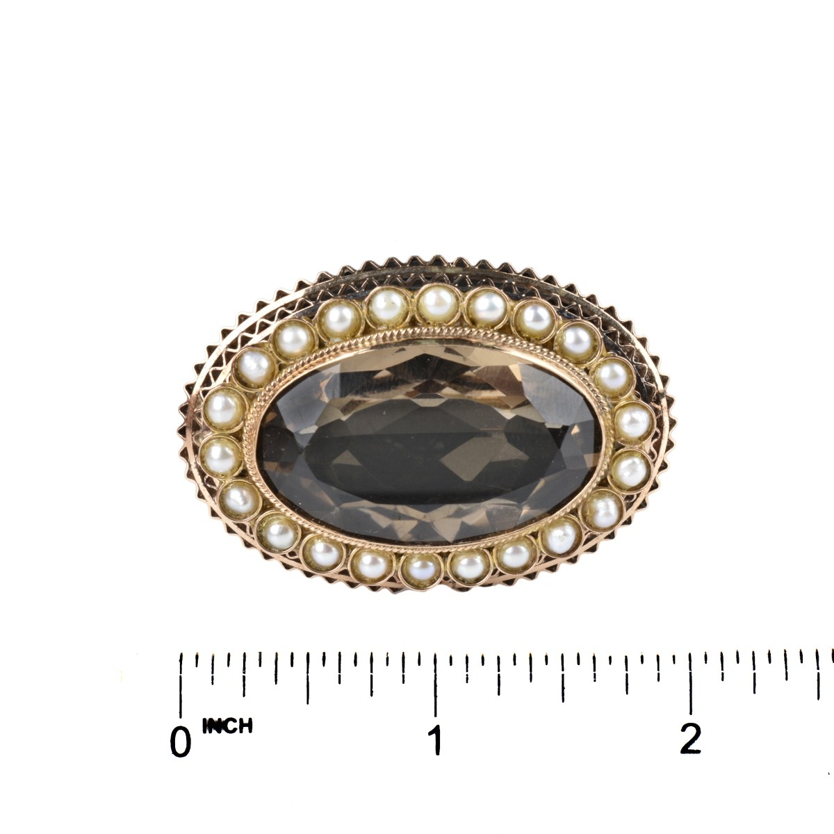 Quartz, Pearl and 14K Pendant / Brooch