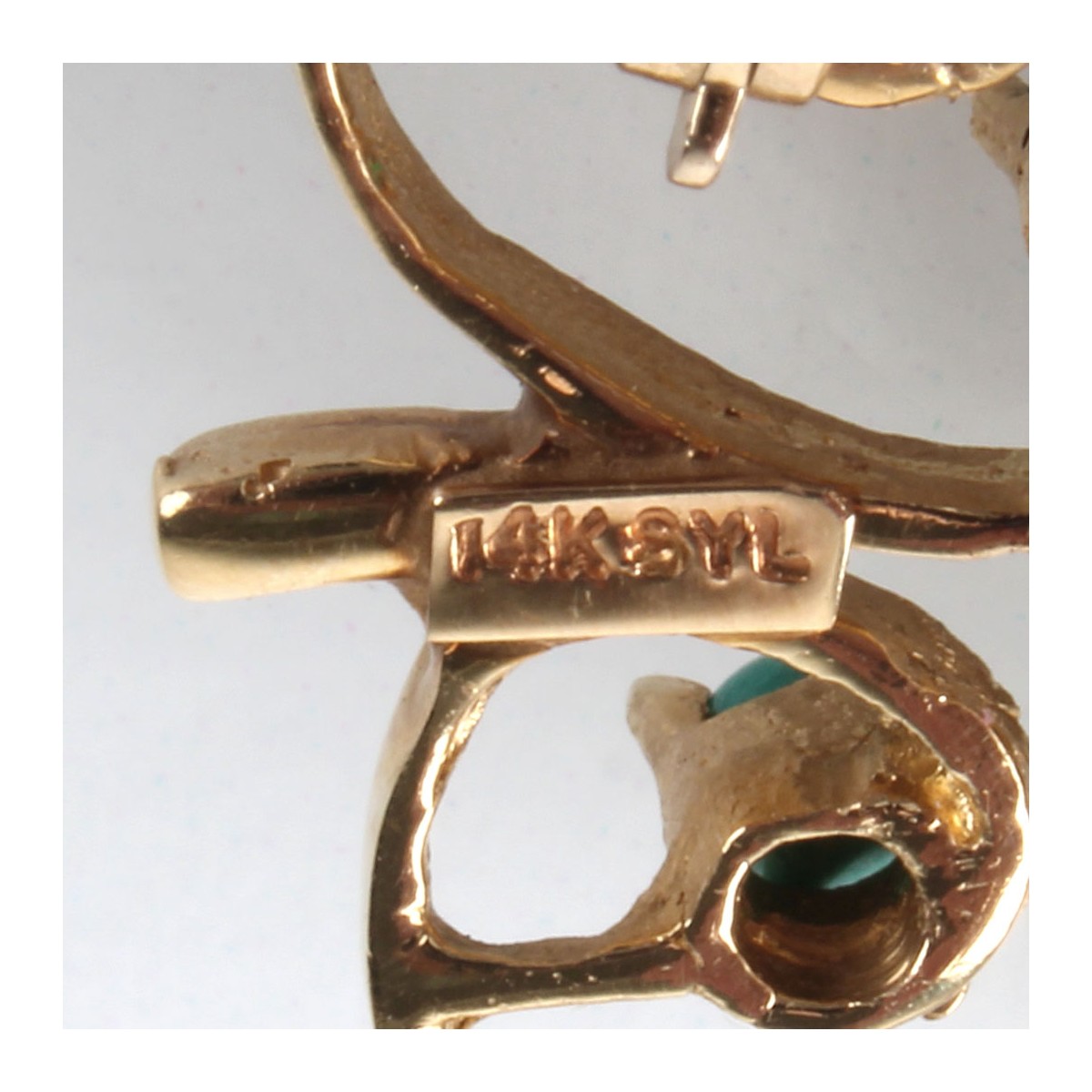 Turquoise, Pearl and 14K Brooch