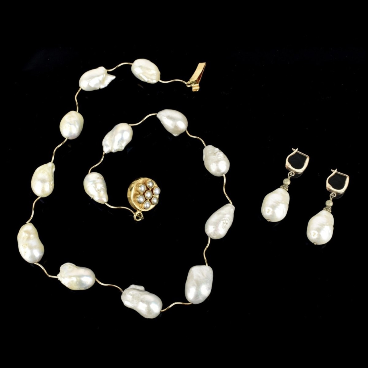 Pearl and Vermeil Necklace & Earrings