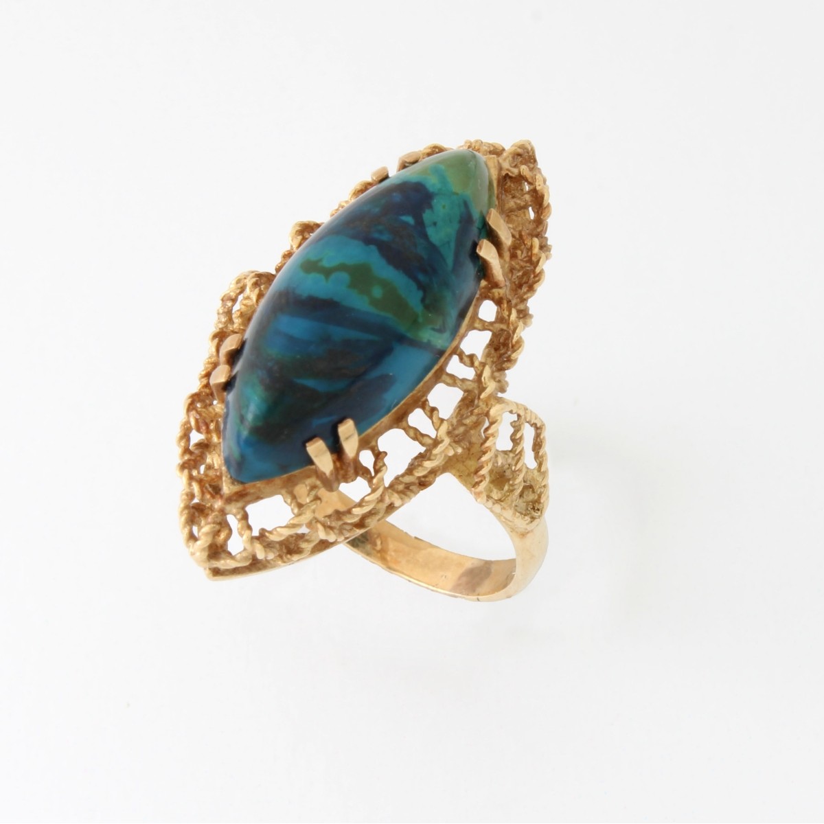 Azurite and 14K Ring
