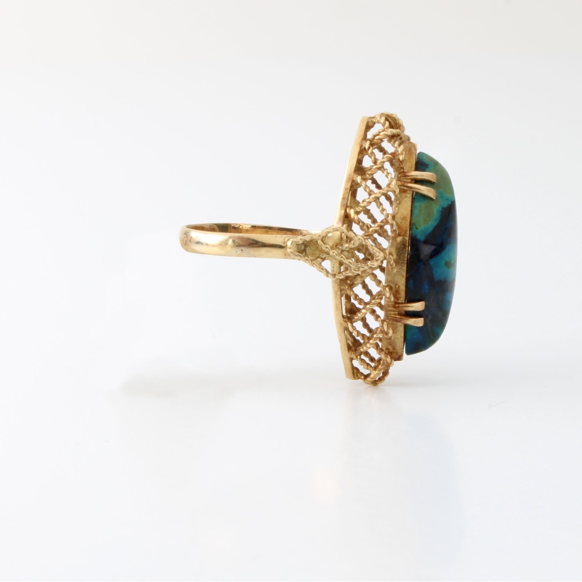 Azurite and 14K Ring