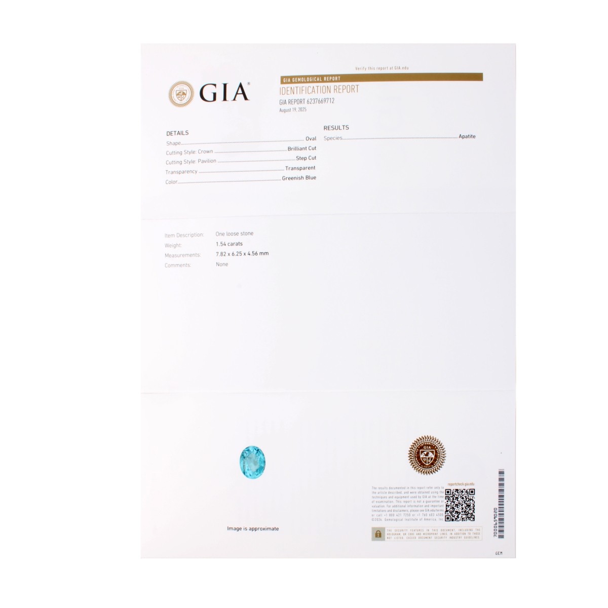 GIA 3.11ct Paraiba Apatite