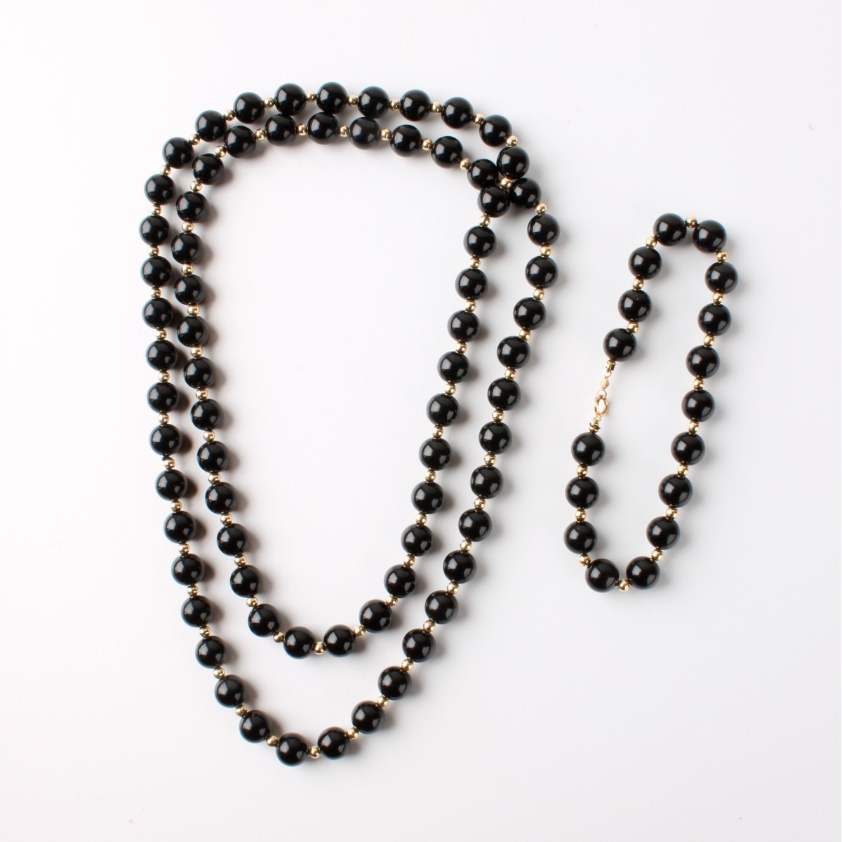 Onyx and 14K Necklace and Bracelet