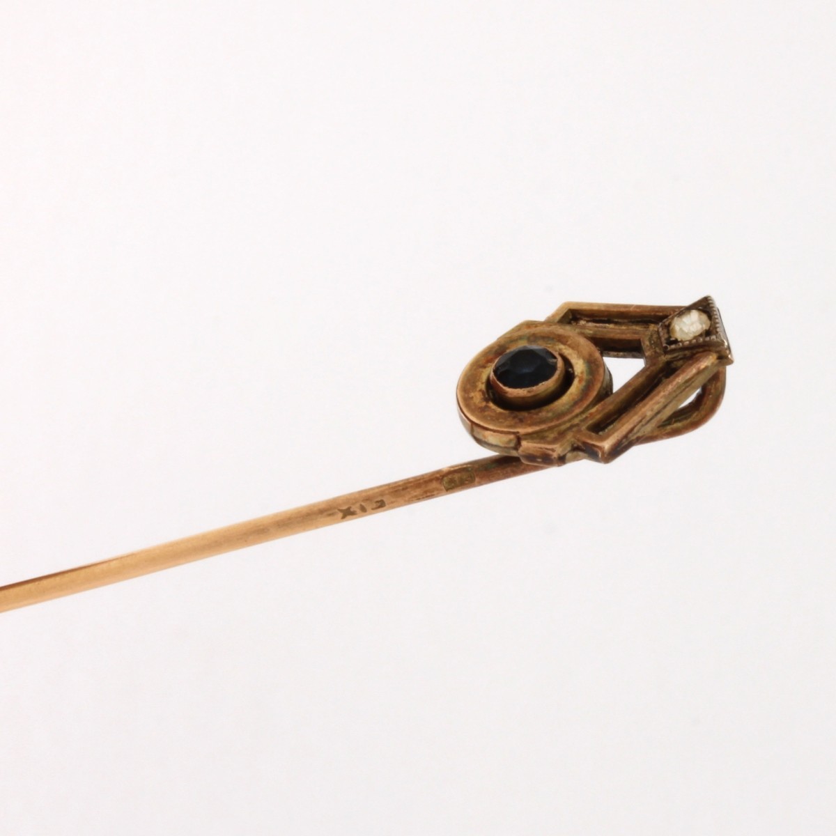 Sapphire, Diamond and 14K Stickpin