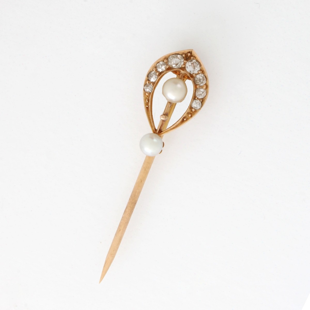 Diamond, Pearl and 14K Stickpin