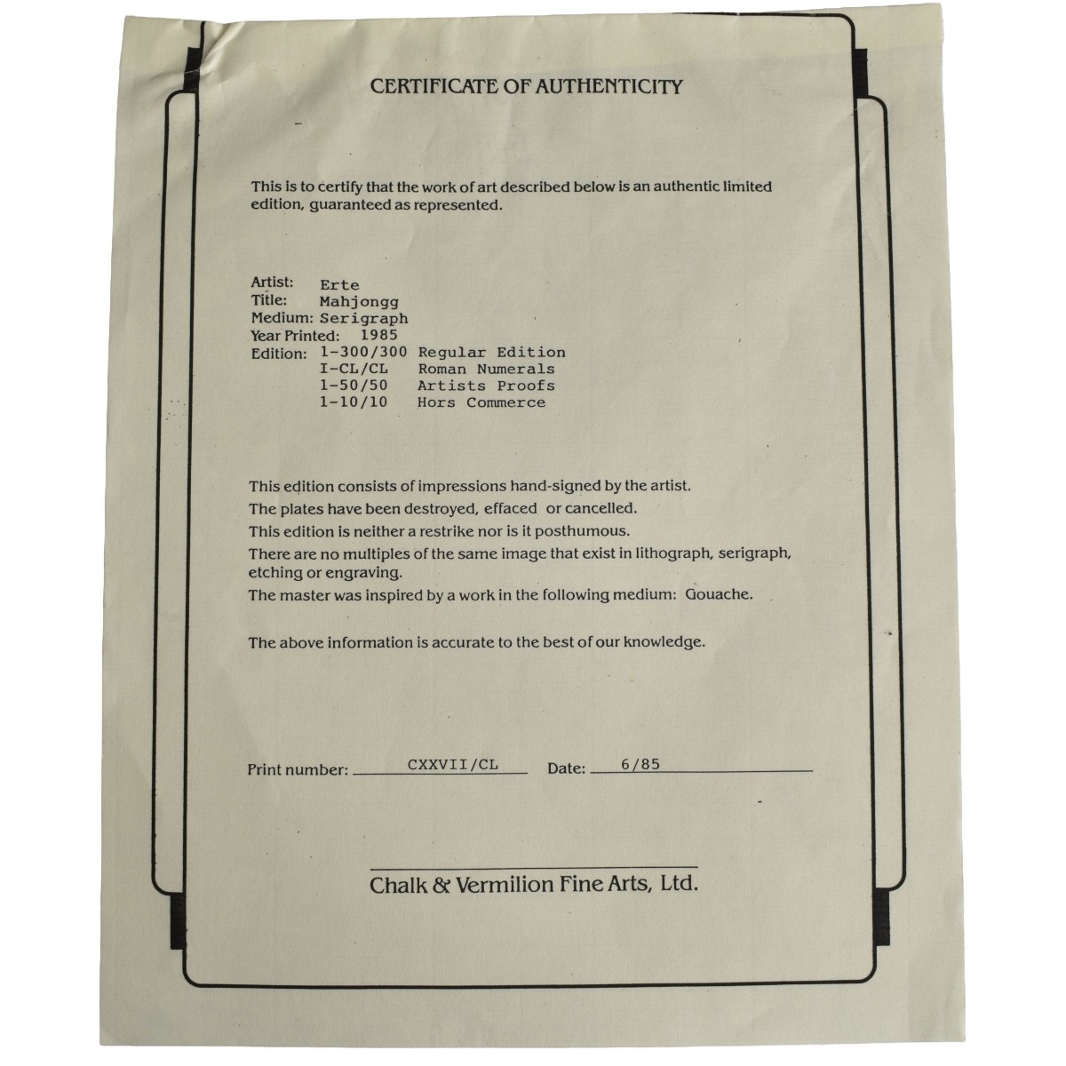 Romain (Erte) De Tirtoff, Russian (1892-1990)