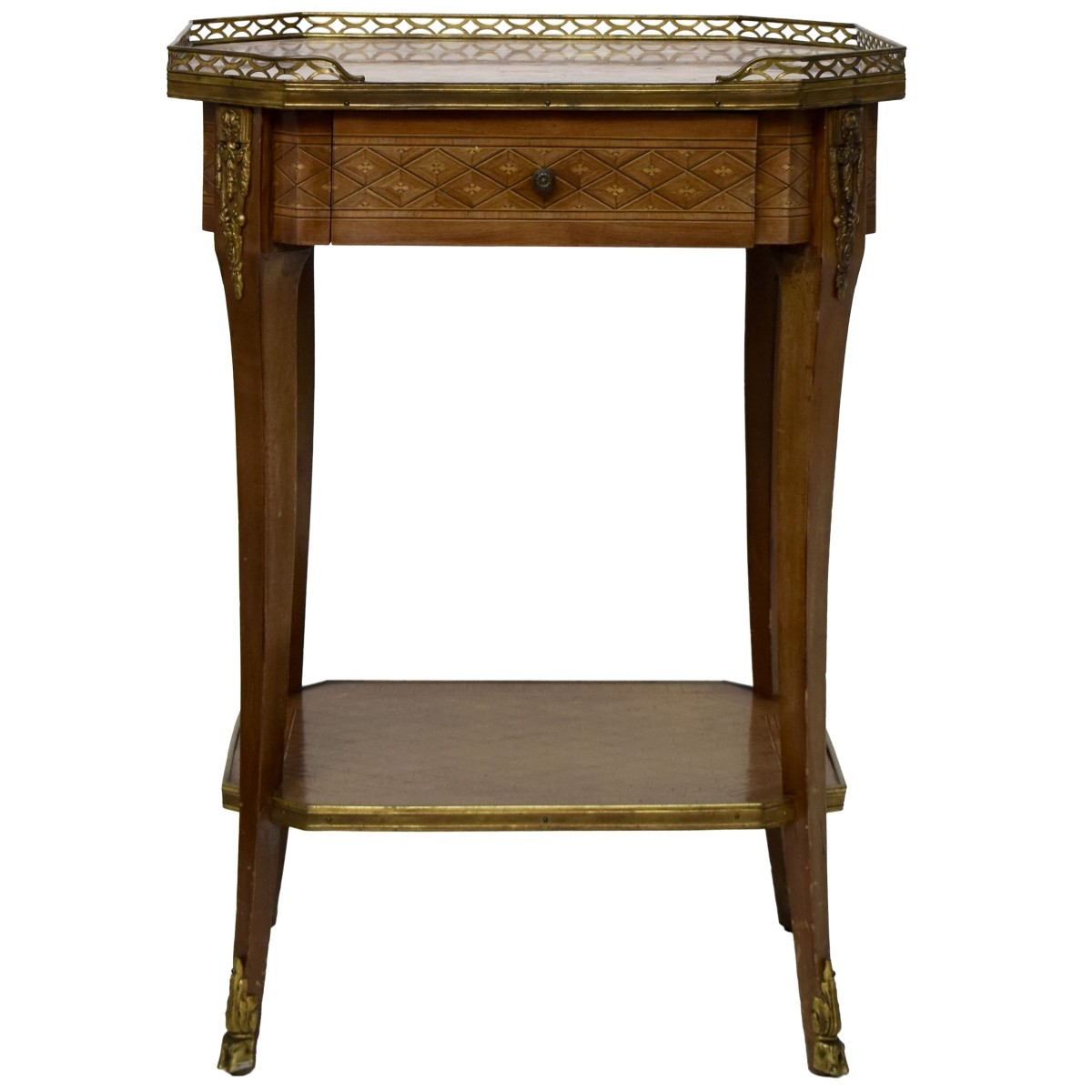 Vintage Inlaid Wood Console Table