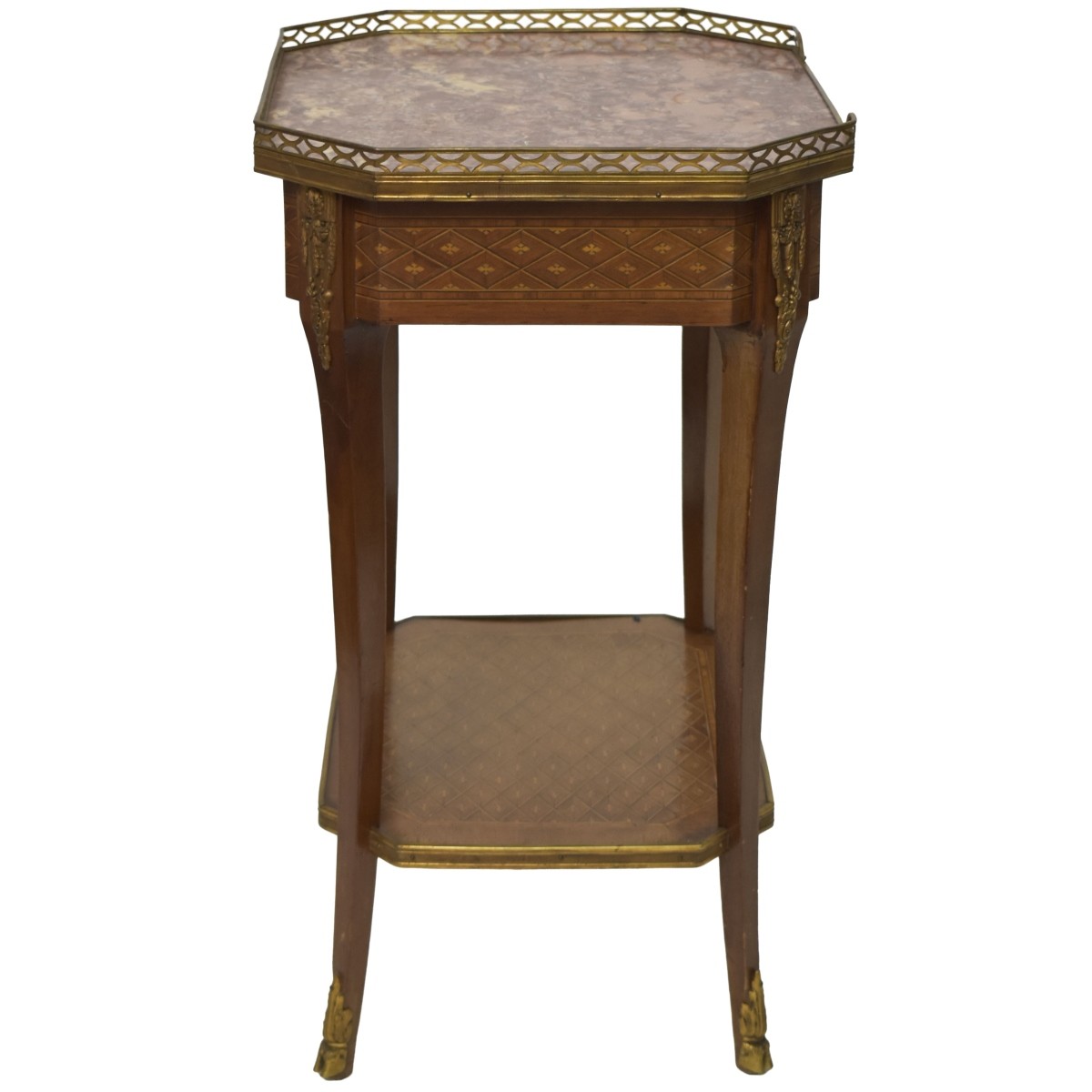 Vintage Inlaid Wood Console Table