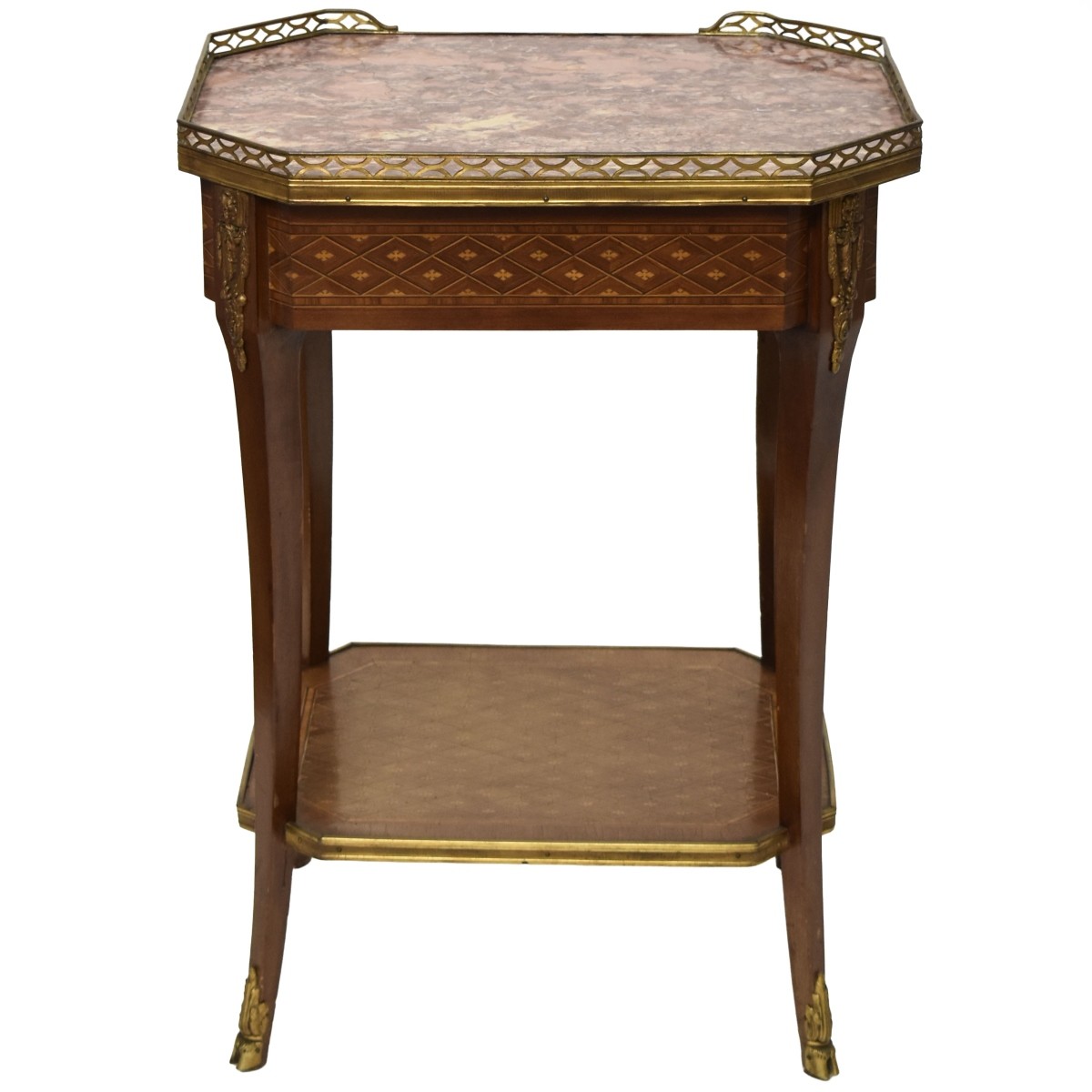 Vintage Inlaid Wood Console Table