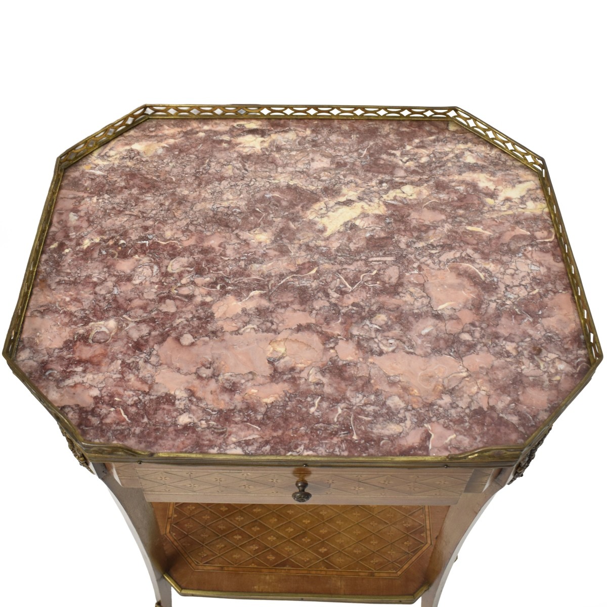 Vintage Inlaid Wood Console Table