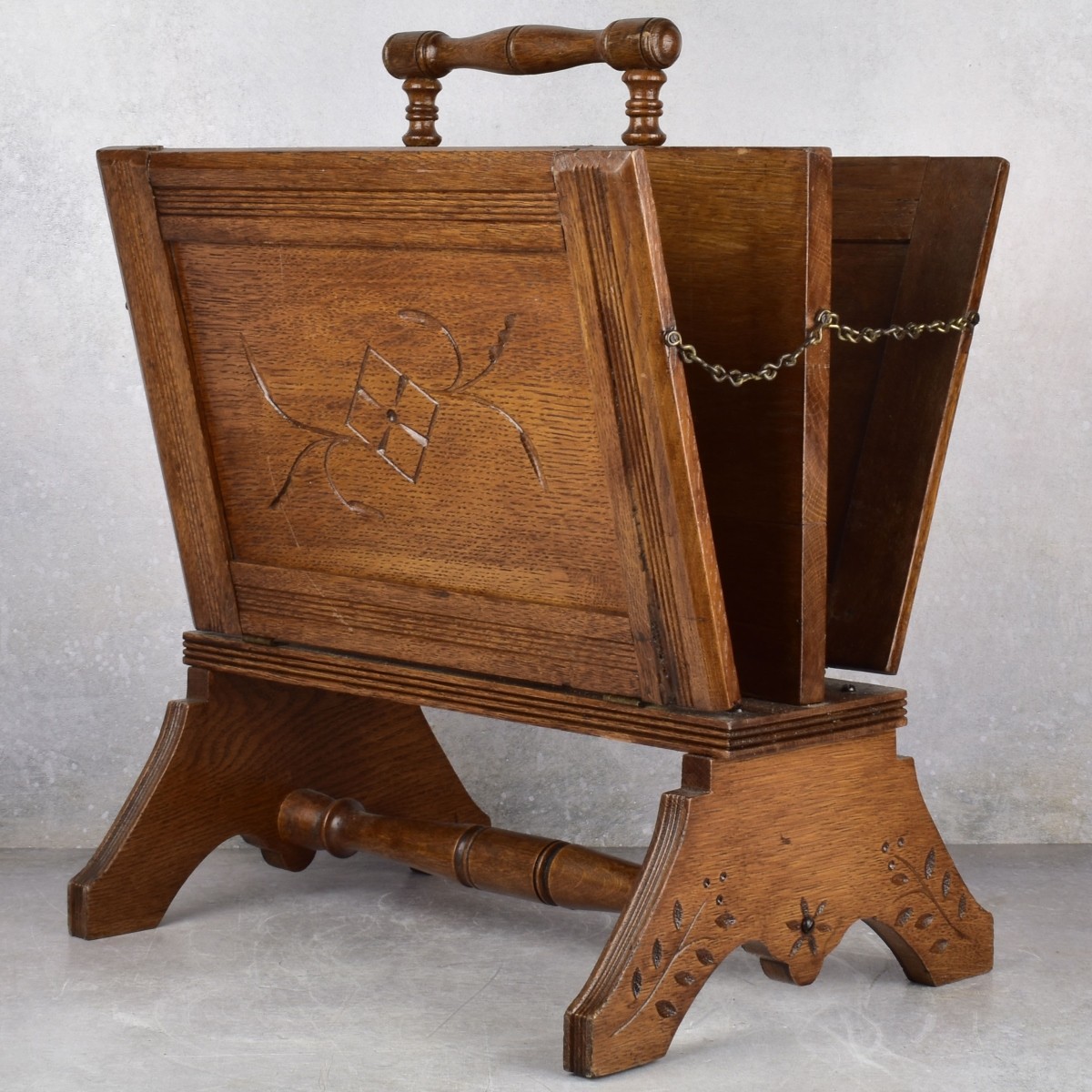 Victorian American Oak Magazine Rack