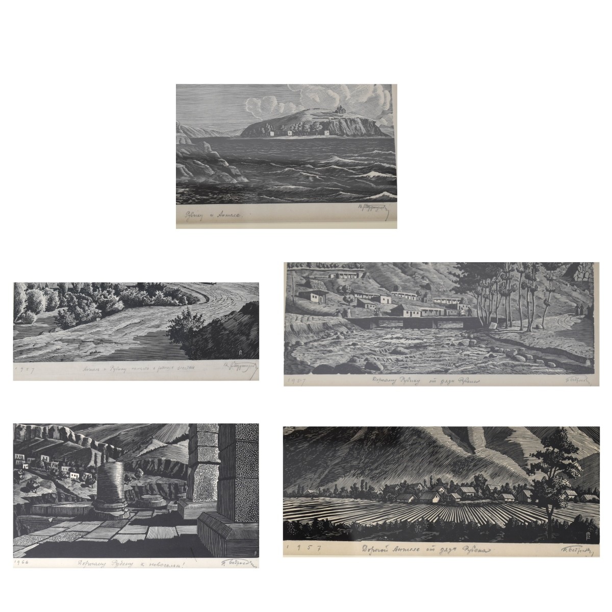 Armenian and Russian Scenic Etchings