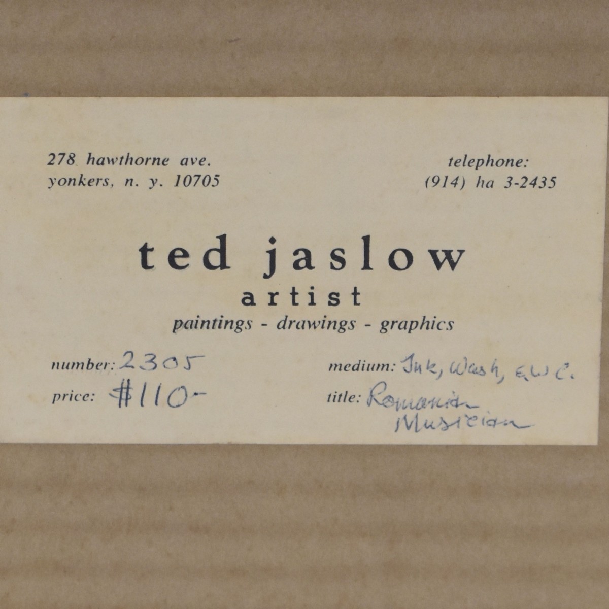 Ted Jaslow, American, (B. 1934)