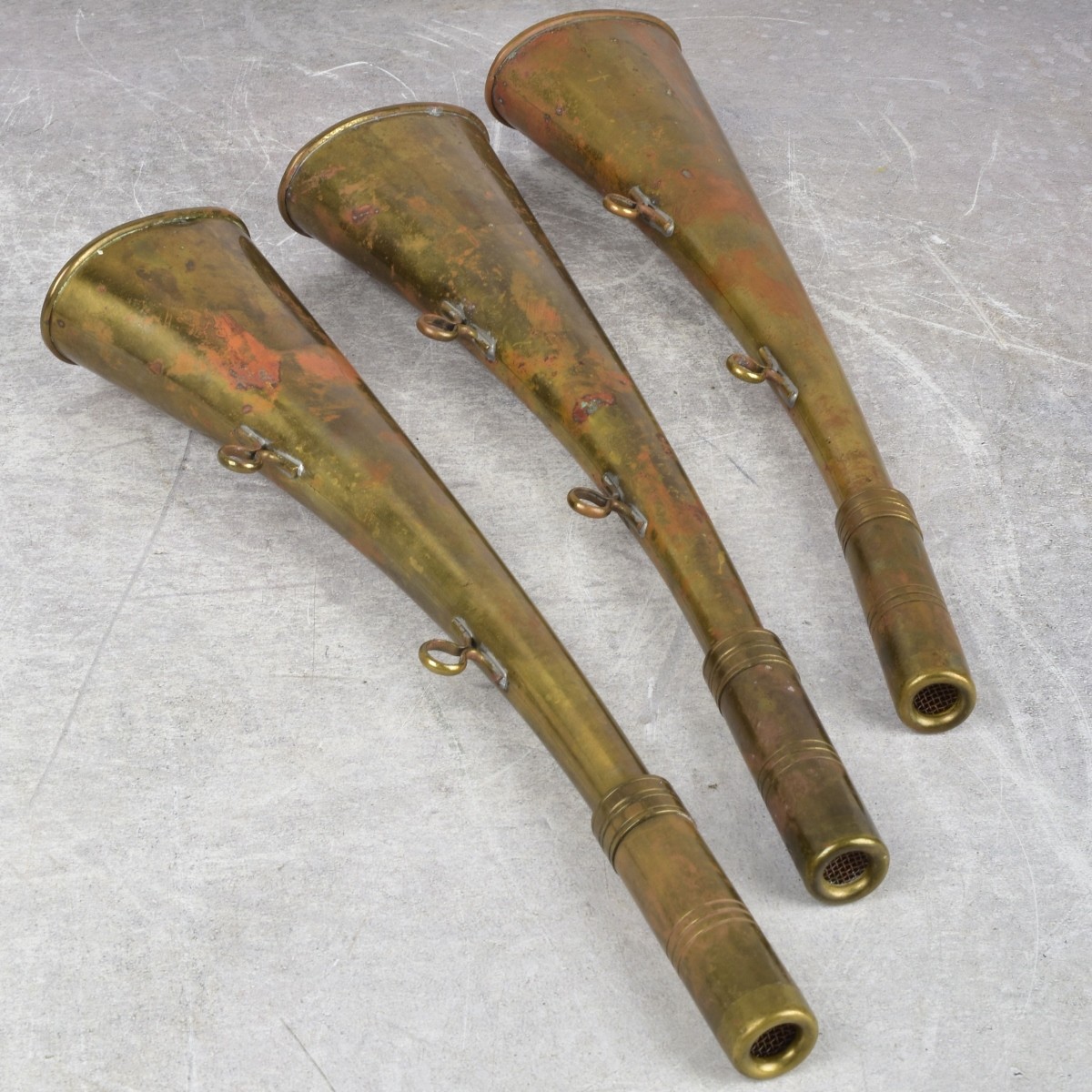 Copper Hunting Horns and Brass Bell