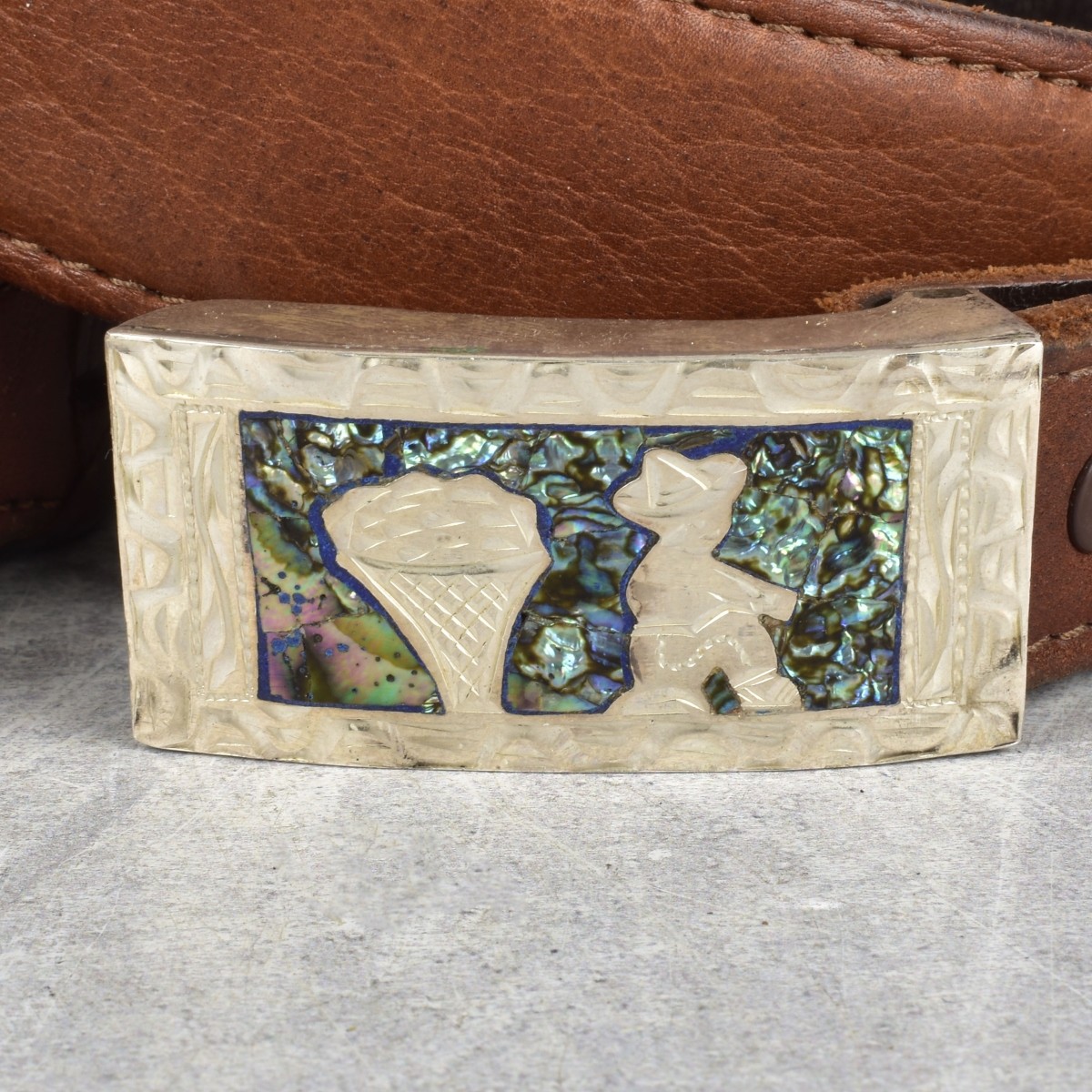 Vtg. Leather and Silver-Rose Gold Belts