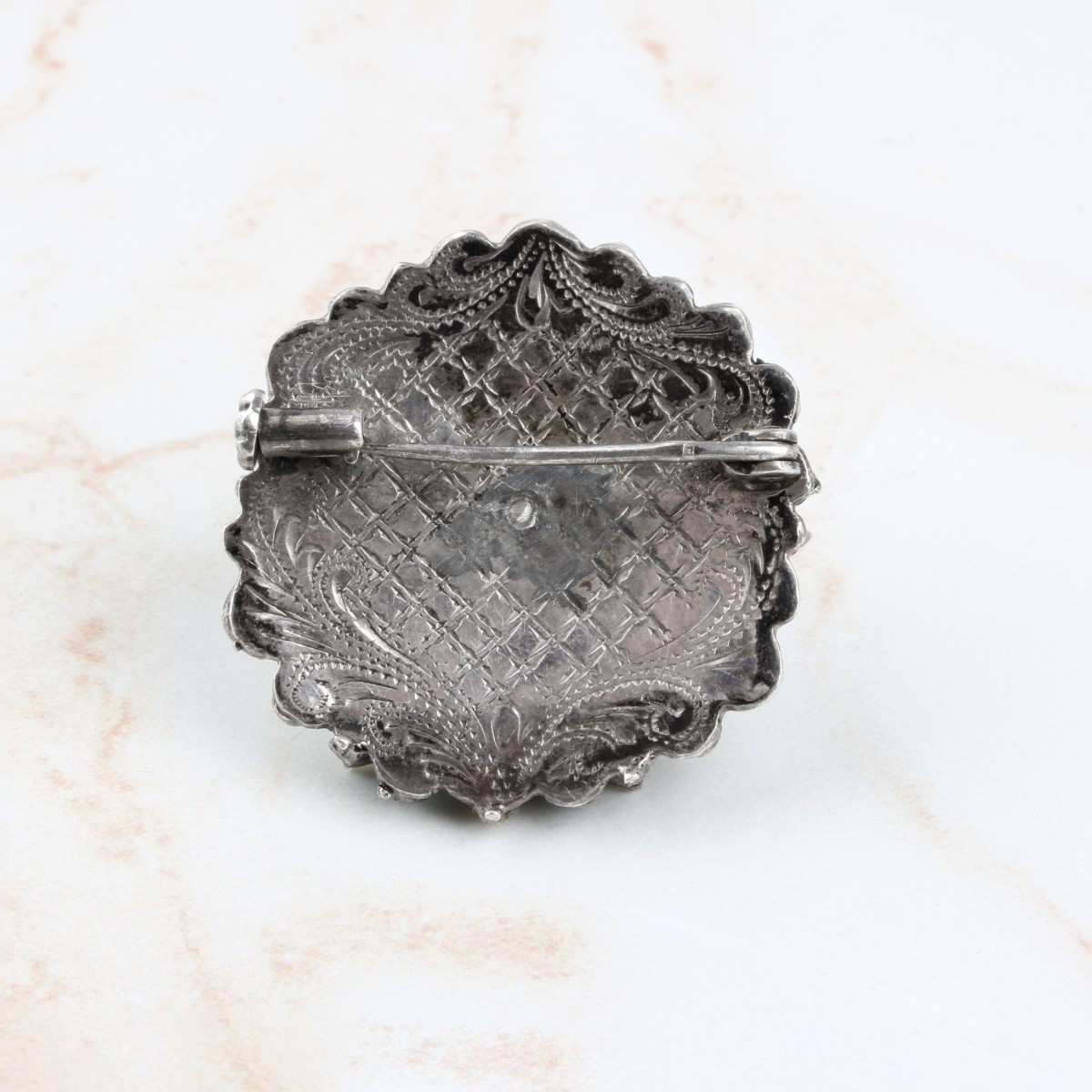 Gemstone, Pearl and Silver Brooch