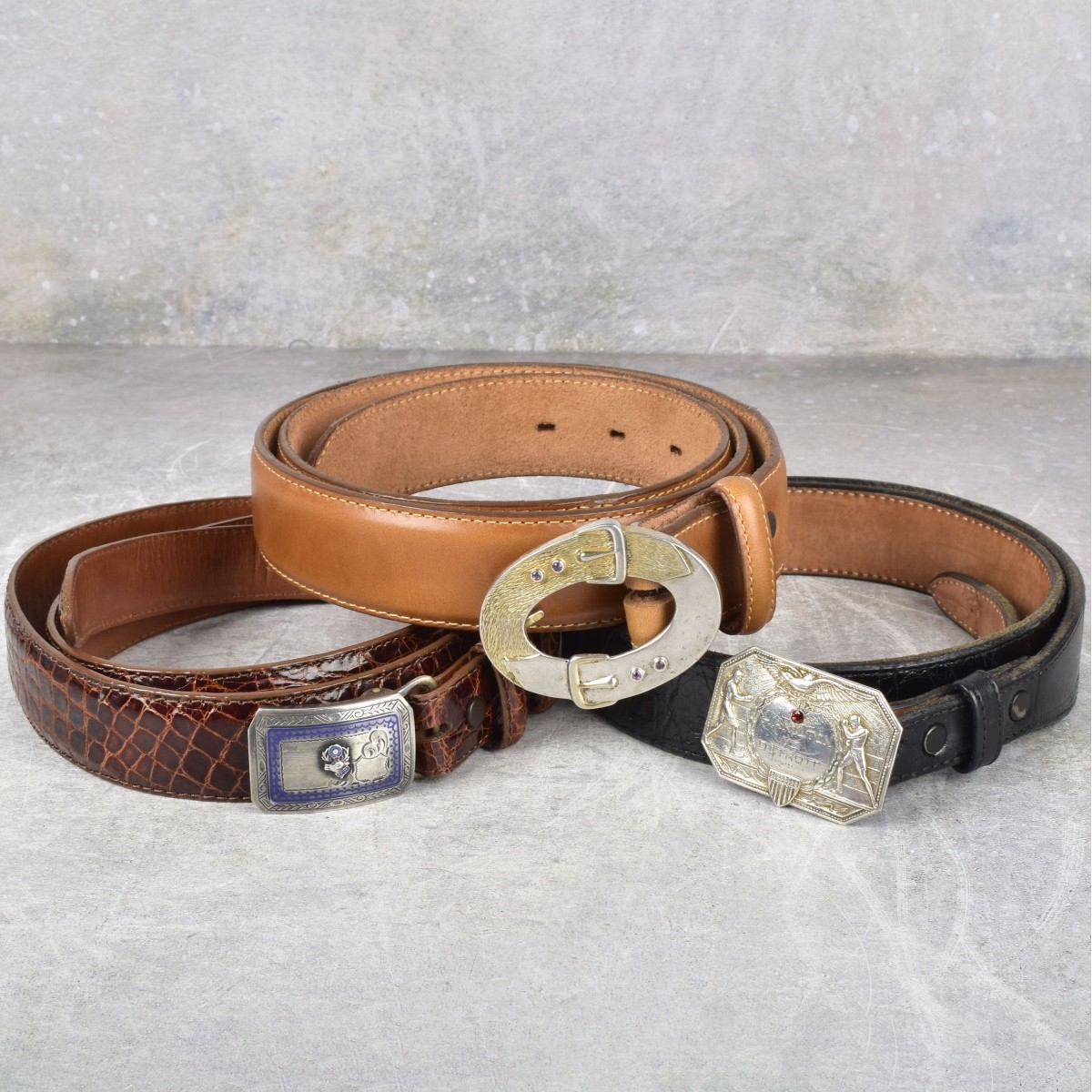 Vintage Men's Leather and Silver Belts