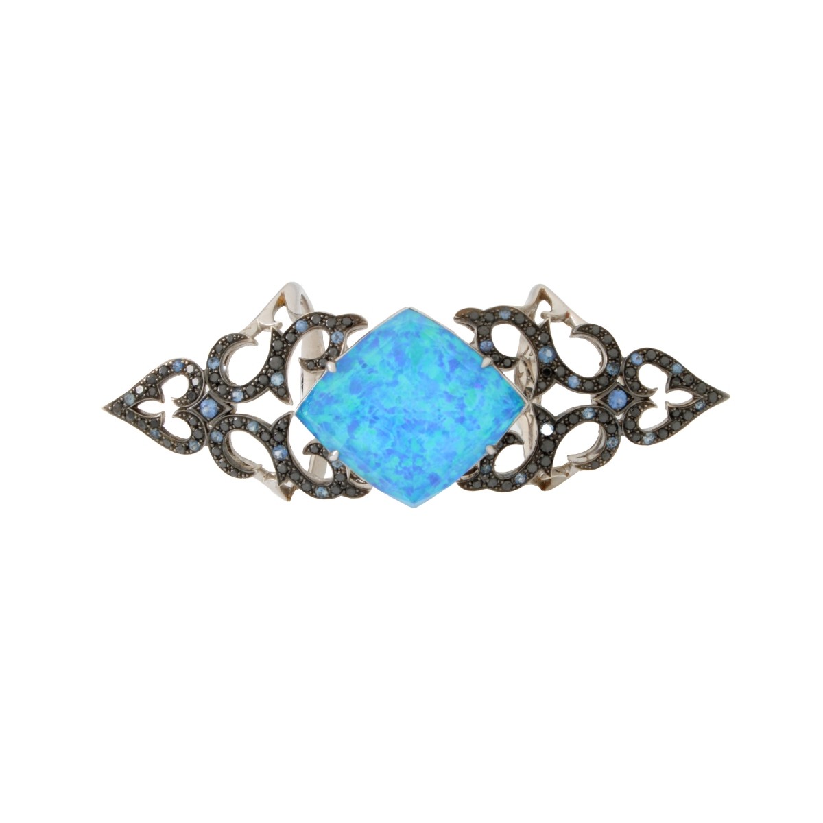 Opal, Sapphire, Diamond and 14K Ring