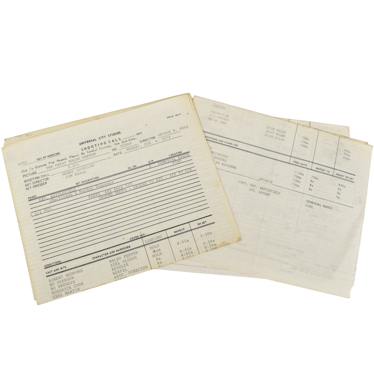 "The Great Waldo Pepper" Screenplay