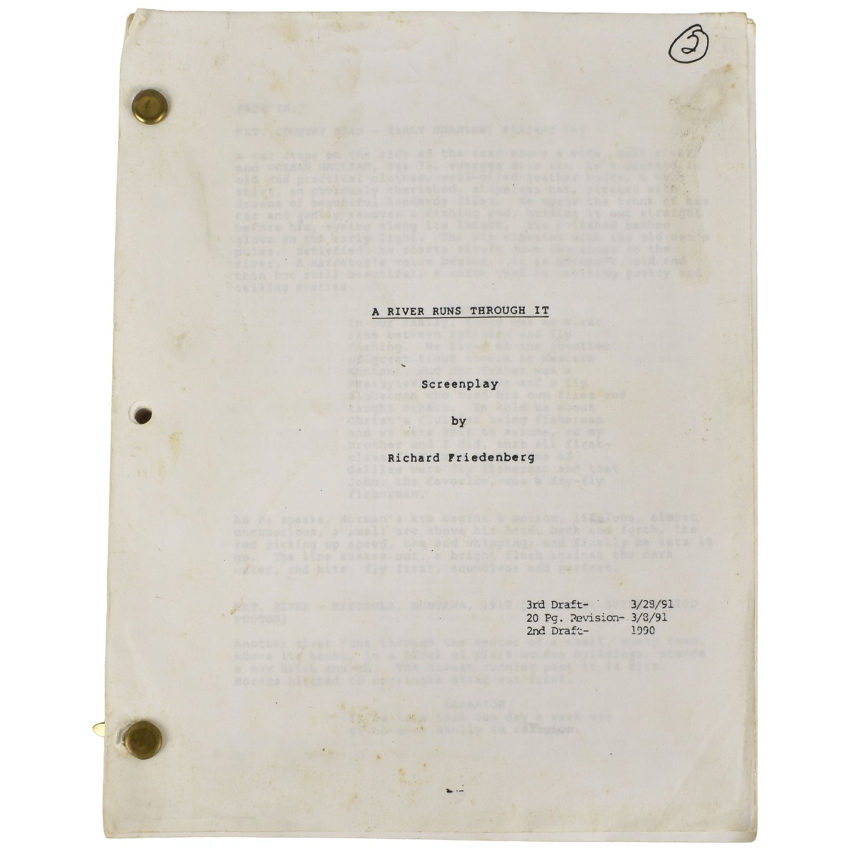 "A River Runs Through It" Screenplay