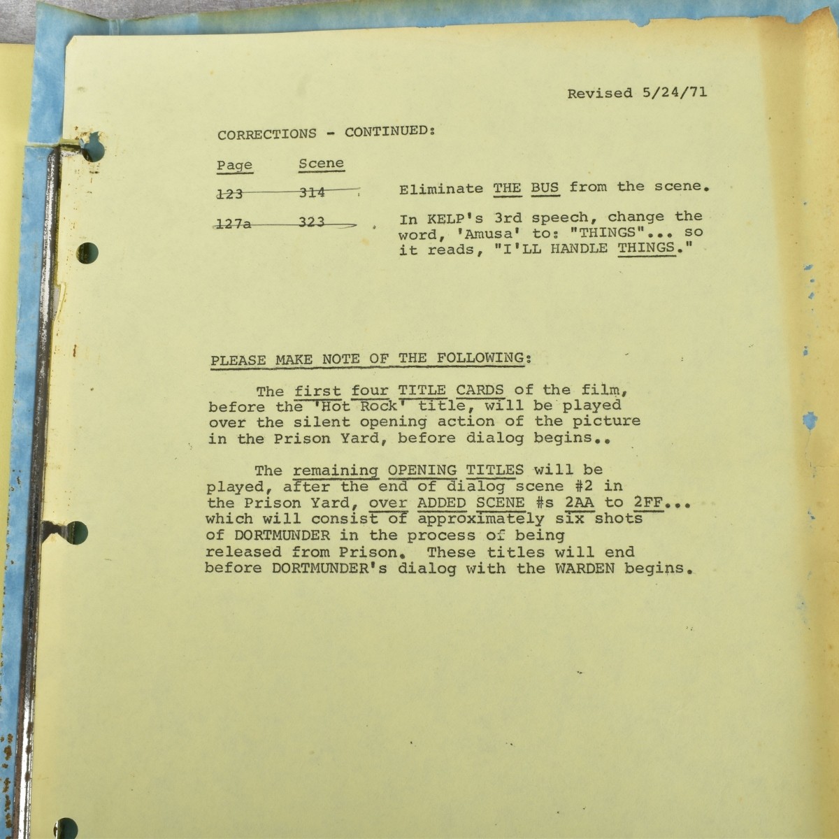 "The Hot Rock" Screenplay