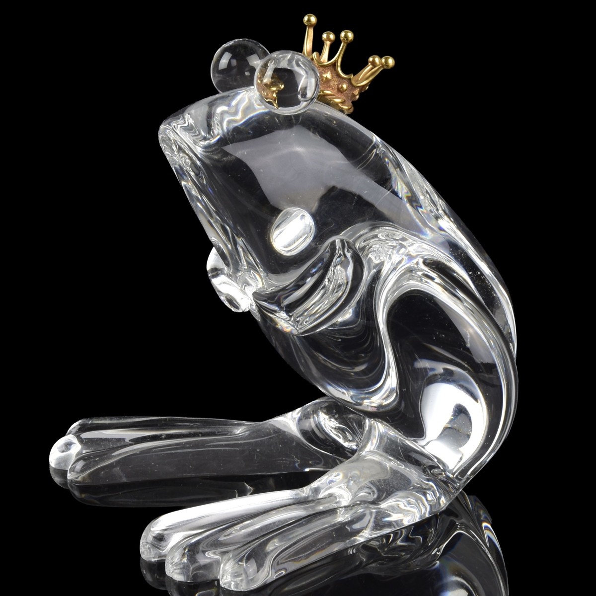 Steuben Crystal and 18K Frog Prince