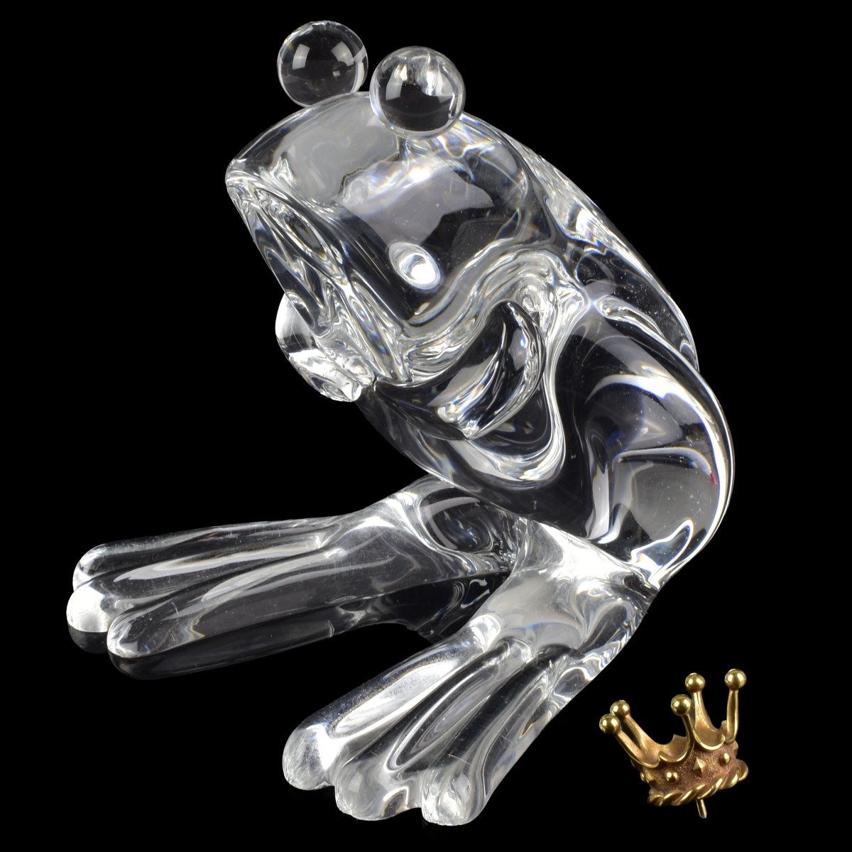 Steuben Crystal and 18K Frog Prince
