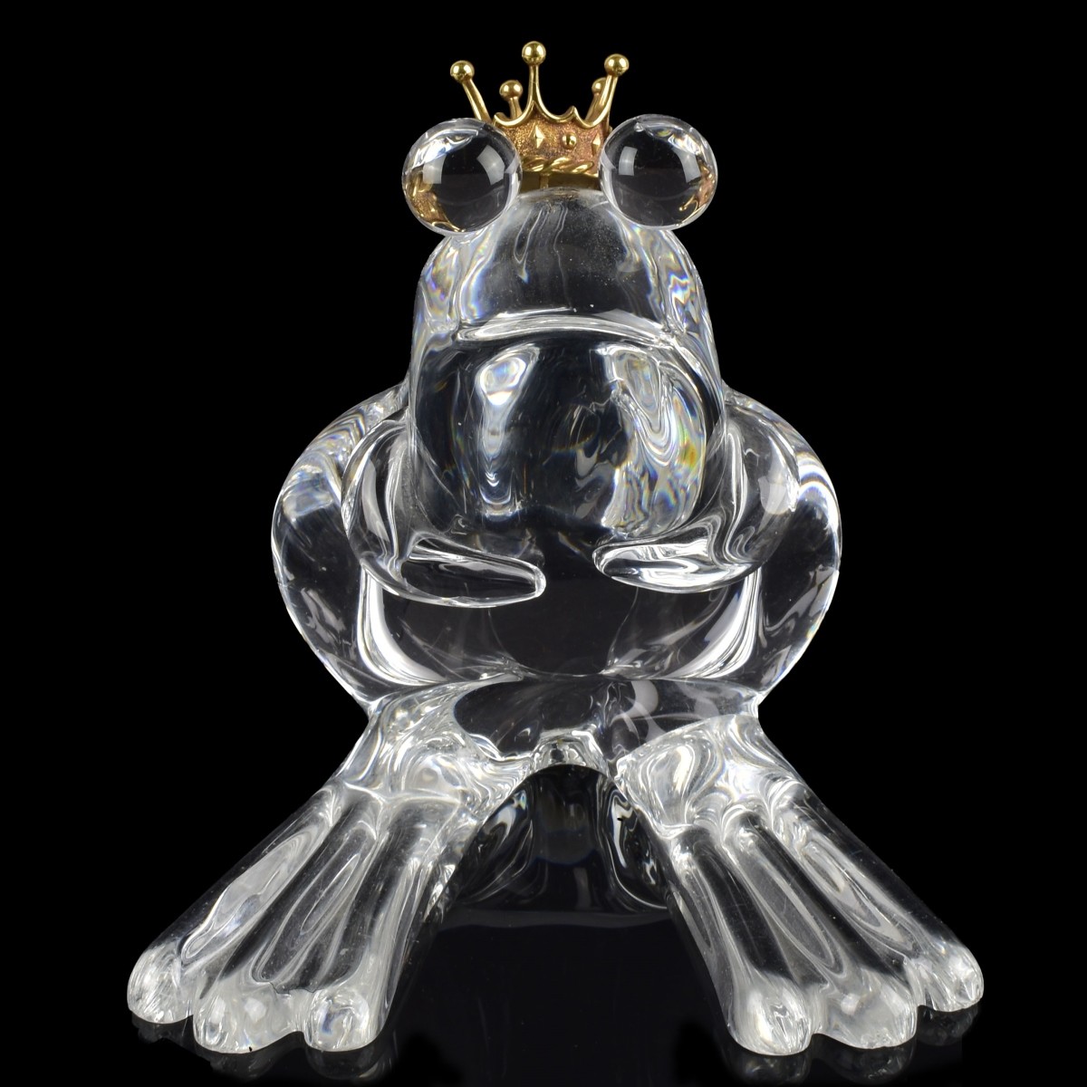 Steuben Crystal and 18K Frog Prince